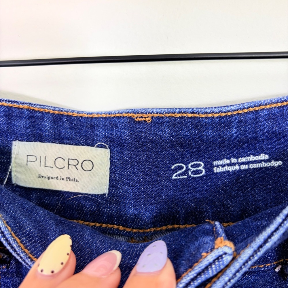 Pilcro Anthropologie The Skipper Seamed High-Rise Crop Wide-Leg Jeans 28 - Picture 8 of 8